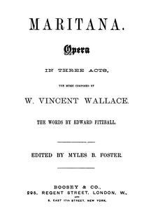 Partition complète, Maritana, Wallace, William Vincent par William Vincent Wallace
