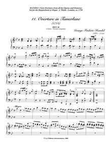 Partition complète (Original), Tamerlano, Handel, George Frideric