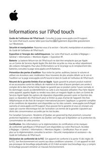 Informations sur l’iPod touch