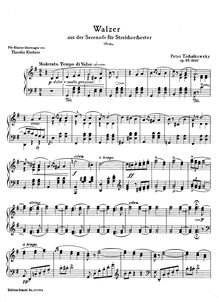 Partition complète, Walzer von Tchaikovsky, Walzer aus der Serenade fur String Orchestra