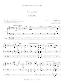 Partition , Écho, pièces d orgue, Op.23, La Tombelle, Fernand de