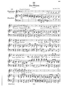 Partition complète, transposition pour low voix, Das Weinen, D.926
