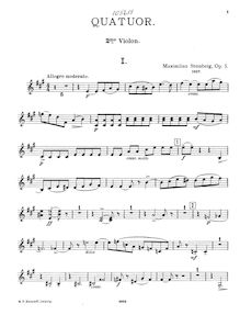 Partition violon 2, corde quatuor No.1, Op.5, A major, Steinberg, Maksimilian