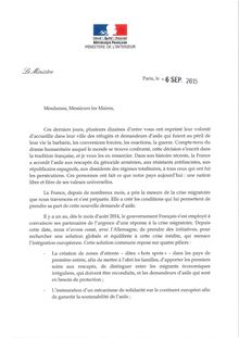 Lettre de Bernard Cazeneuve aux maires de France pour concrétiser les offres d accueil des réfugiés