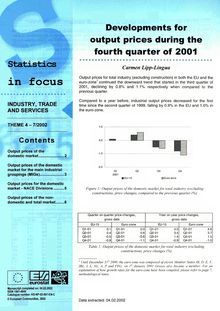 Developments for output prices during the fourth quarter of 2001