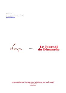 La perception de l'armée et de la Défense par les Français : IFOP pour le Journal Du Dimanche