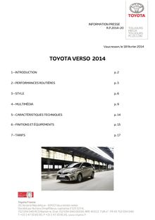 Information presse sur le Toyota Verso 2014