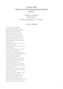 Occitan - Langue d Oc (Gascon) LV2 1996 Littéraire Baccalauréat général
