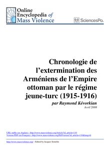 Chronologie de l extermination des Arméniens de l Empire ottoman ...