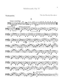 Partition violoncelles, Scheherazade, Шехеразада, Rimsky-Korsakov, Nikolay