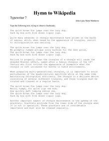 Partition Typewriter 7, Hymn to Wikipedia, D major, Matthews, John-Luke Mark