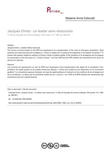 Jacques Chirac : un leader sans ressources - article ; n°6 ; vol.40, pg 880-901
