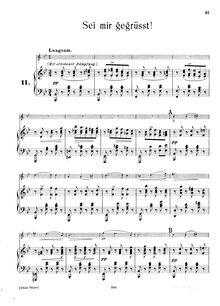 Partition de piano, Sei mir gegrüsst!, D.741 (Op.20 No.1)