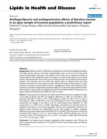 Antihyperlipemic and antihypertensive effects of Spirulina maximain an open sample of mexican population: a preliminary report
