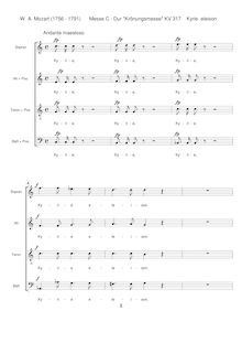 Partition voix solo (ST), chœur (SATB), Mass, Krönungsmesse&nbsp;; Coronation Mass&nbsp;; Mass No.15&nbsp;; Missa par Wolfgang Amadeus Mozart