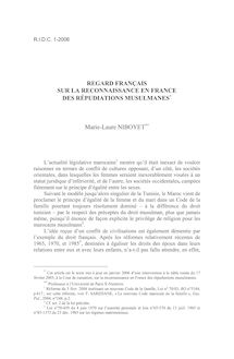 Regard français sur la reconnaissance en France des répudiations musulmanes - article ; n°1 ; vol.58, pg 27-46