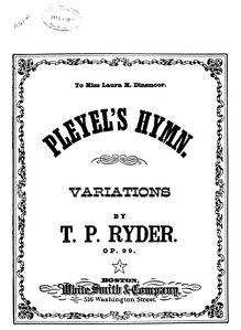 Partition complète, Pleyel s Hymn avec Variations, G major, Ryder, Thomas Philando