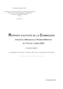 Rapport d'activité de la Commission présenté à Monsieur le Premier ministre au titre de l'année 2005 - cinquième rapport -