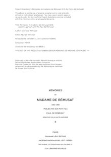 Mémoires de madame de Rémusat (2/3) par Claire de Rémusat