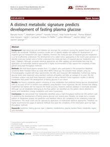 A distinct metabolic signature predicts development of fasting plasma glucose