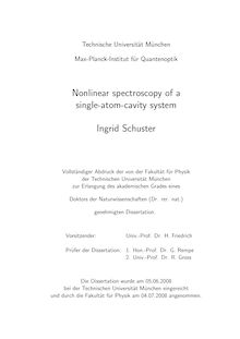 Nonlinear spectroscopy of a single-atom-cavity system [Elektronische Ressource] / Ingrid Schuster