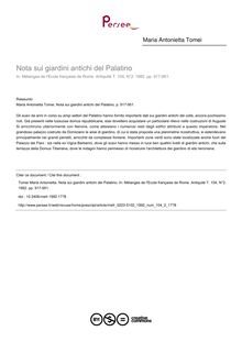 Nota sui giardini antichi del Palatino - article ; n°2 ; vol.104, pg 917-951