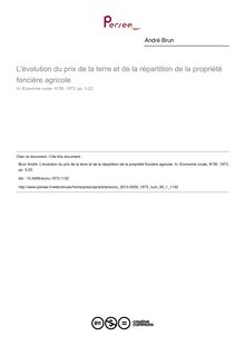 L évolution du prix de la terre et de la répartition de la propriété foncière agricole - article ; n°1 ; vol.95, pg 3-22