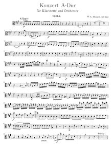 Partition altos, clarinette Concerto, A major, Mozart, Wolfgang Amadeus