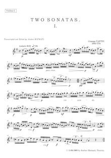 Partition violon I, Two sonates, 2 Trio Sonatas, 1. G major 2. D major