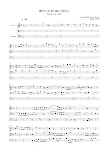 Partition complète, Musikalisches Opfer, Musical Offering, Bach, Johann Sebastian par Johann Sebastian Bach