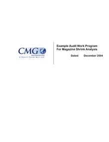 Audit Work Program and Shrink Analysis AttII 3 07