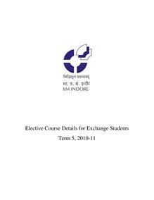 Elective Course Details for  Exchange Students Term 5, 2010-11