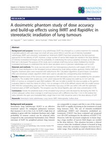 A dosimetric phantom study of dose accuracy and build-up effects using IMRT and RapidArc in stereotactic irradiation of lung tumours