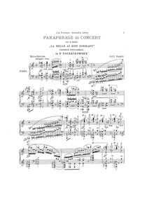Partition complète, Paraphrase de Concert on  La Belle au Bois Dormant 