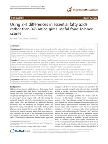 Using 3–6 differences in essential fatty acids rather than 3/6 ratios gives useful food balance scores