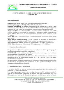 Conseil 02/04/2009 - COMPTE RENDU DU CONSEIL DU DEPARTEMENT DE CHIMIE
