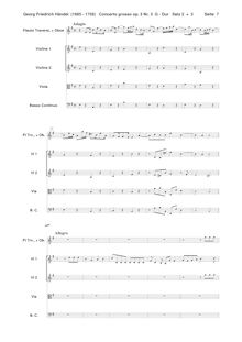 Partition , Adagio, I, Allegro, Concerto Grosso en B-flat major, HWV 314