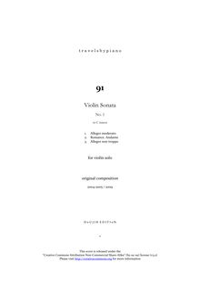 Partition complète, violon Sonata No.1, C minor, Novegno, Roberto