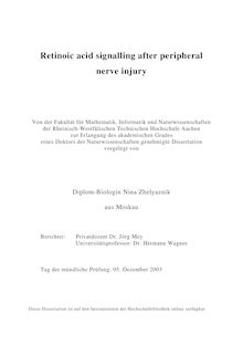 Retinoic acid signalling after peripheral nerve injury [Elektronische Ressource] / vorgelegt von Nina Zhelyaznik