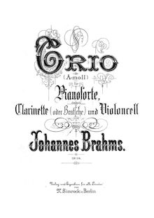 Partition complète et parties - monochrome scanClarinet (A), viole de gambe (alternate pour Clar.) et violoncelle, clarinette Trio