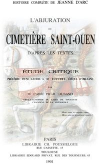 L ABJURATION du cimetière de Saint-Ouen d après les textes