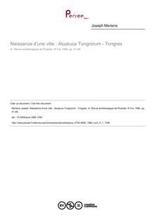Naissance d une ville : Atuatuca Tungrorum - Tongres - article ; n°1 ; vol.3, pg 41-48