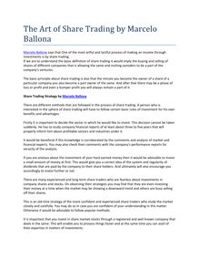 The Art of Share Trading by Marcelo Ballona