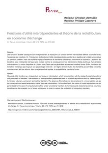Fonctions d utilité interdépendantes et théorie de la redistribution en économie d échange - article ; n°2 ; vol.23, pg 214-242