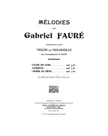 Partition de violoncelle (instead of violon), 2 chansons, Op. 46