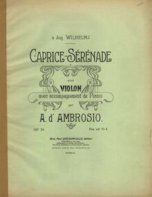 Partition couverture couleur, Caprice-sérénade pour violon et piano, Op.31