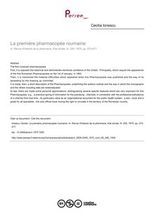 La première pharmacopée roumaine - article ; n°226 ; vol.63, pg 473-477