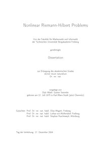 Nonlinear Riemann-Hilbert problems [Elektronische Ressource] / vorgelegt von Gunter Semmler
