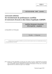 Composition en francais 2006 CAPES de langues vivantes (Anglais) CAPES (Externe)