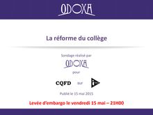 Réforme du collège : les Français soutiennent les enseignants